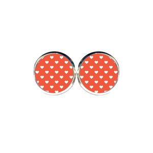 Red & White Heart Earrings